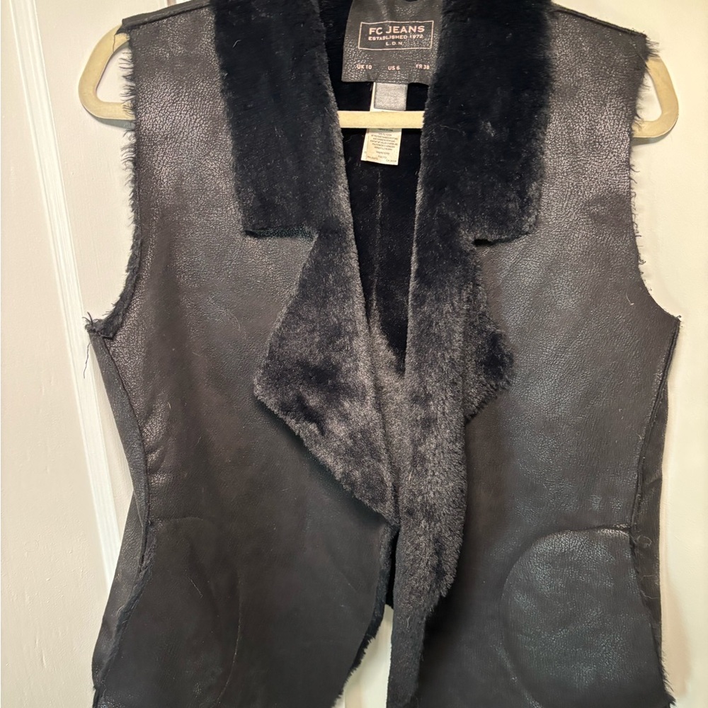 Women's Black Shearling Vest by PC Jeans